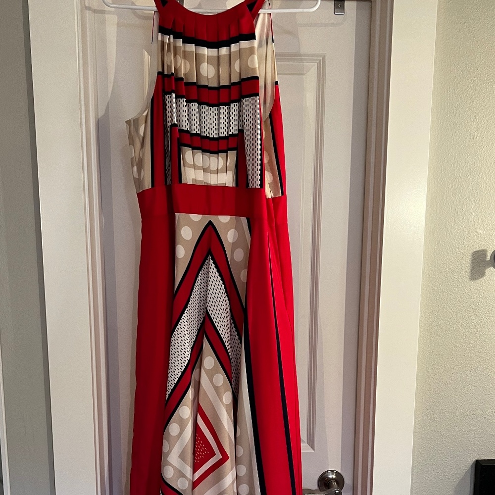 Eliza J Scarf Print Fit and Flare Maxi Dress